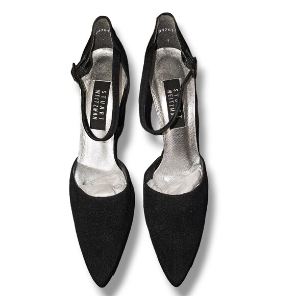 Stuart Weitzman Womens Black Dress Shoe Pointed Toe Ankle Strap Buckle Sz 9.5 - Picture 5 of 11